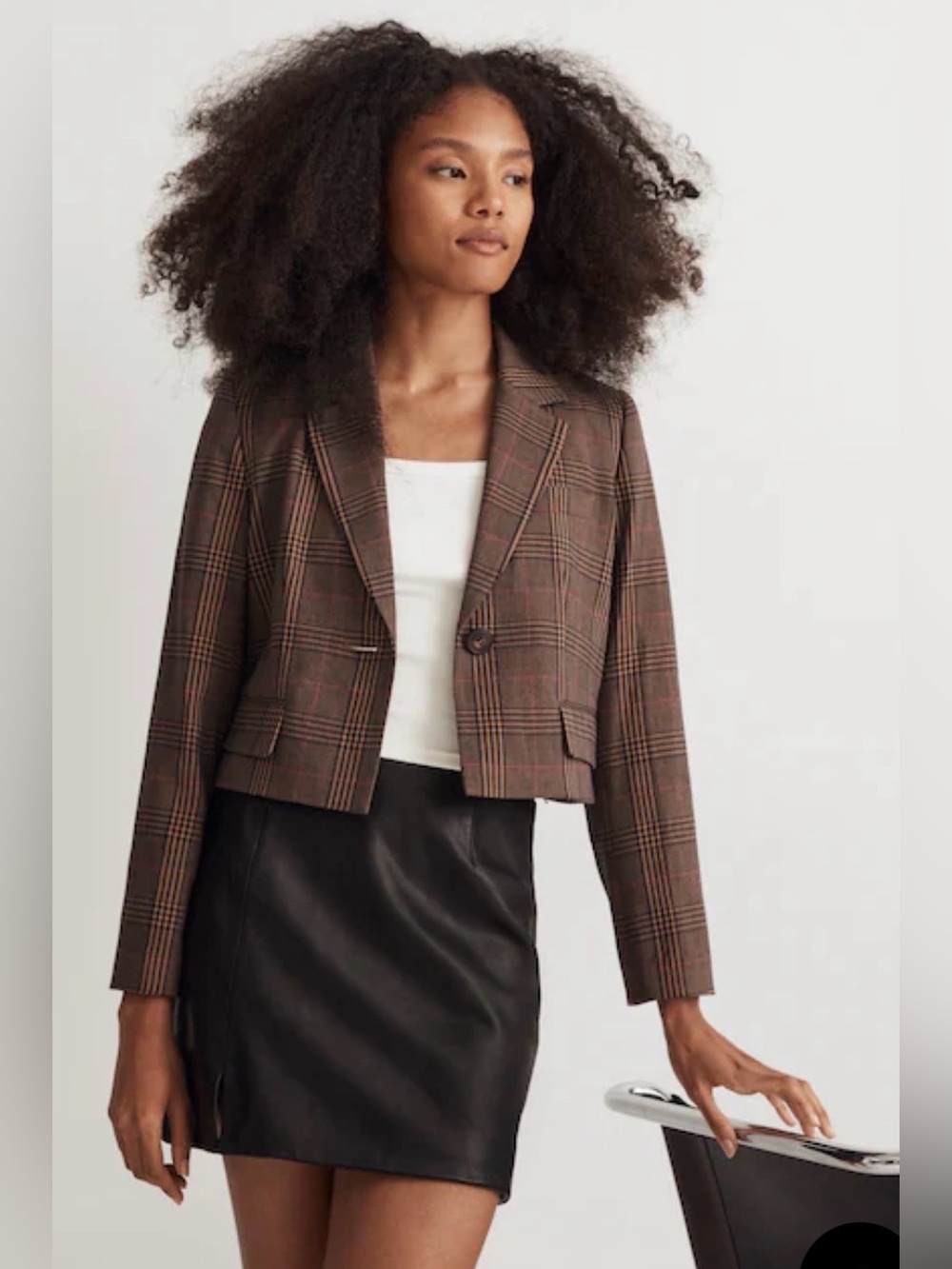 Madewell Sutter Crop Williams Multi Plaid Blazer Size Small